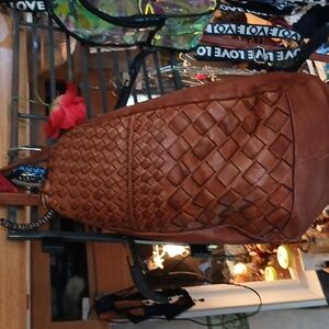 Brown leather backpack